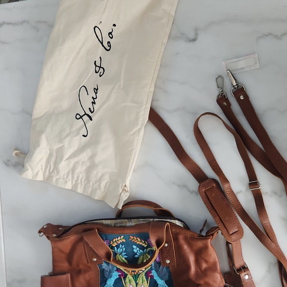 Nena & Co. Brown Leather Bag with Colorful Embroidery - Picture 9 of 12